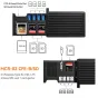 Ulanzi MCR-02 high-speed card reader case with dual CFexpress Type-B and SD slots, featuring internal and external views, card ejector tool, and organized storage for 2 CFexpress, 4 SD, 4 Micro SD, and 4 Nano SIM cards