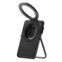 Ulanzi ML25 MagLock Card Holder with open magnetic lid showing memory card storage, integrated kickstand, and MagSafe ring for secure smartphone attachment
