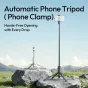Автоматический штатив Ulanzi MT86 с выдвинутыми ножками и зажимом для смартфона, идеален для стабильной съемки на открытом воздухе