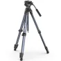 Ulanzi Ombra Video II XIANG aluminum tripod with fluid head, fully extended for video stabilization, featuring spiked feet and a counterweight on the center column