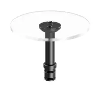 Ulanzi QT05 Xiaojiu rotating tray accessory for tripods with a transparent circular top plate and a central black mounting hubUlanzi QT05 Xiaojiu rotating tray accessory for tripods with a transparent circular top plate and a central black mounting hub