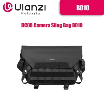 Ulanzi B010 9L water-resistant camera sling bag with customizable dividers, front view showing padded shoulder strap and Velcro closure