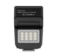 Ulanzi SL03 Spark Lite kompakts fotogrāfijas zibspuldze melnā krāsā ar regulējamu galvu un USB-C uzlādi, priekšējais skatsUlanzi SL03 Spark Lite kompakts fotogrāfijas zibspuldze melnā krāsā ar regulējamu galvu un USB-C uzlādi, priekšējais skats