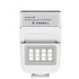 Ulanzi SL03 Spark Lite foto bliksne baltā krāsā, priekšējais skats ar integrēto LED paneli un baterijas informāciju.