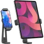 Ulanzi ST-20 stretchable tablet clip with smartphone and tablet securely mounted, showcasing 360-degree rotation and 180-degree tilt for versatile tripod use