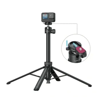 Ulanzi TT24 Cka 2-in-1 selfie stick and tripod with extended legs and universal ball head, featuring quick-release plate for action cameras and smartphones