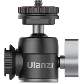 Ulanzi U-60 Mini Metāla ballhead ar aukstā pēdas montāžām - kompakts 360° regulējams ballheads vieglajām kamerām, ar divām aukstās pēdas montāžām un pretslīdes silikona paliktni.