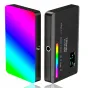 Ulanzi VIJIM VL120 RGB LED video light featuring a front RGB color display and a rear OLED control panel for adjustable color temperature and effects