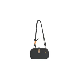 Ulanzi YY08 TechLite melna sling bag ar regulējamu siksnu, kompakts dizains tehnoloģijām un fotografijas aprīkojumam, izturīga auduma un spilgti oranžs akcenta detaļa uz siksnas