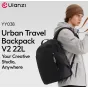 Рюкзак Ulanzi YY038 Urban Travel Backpack V2 22L черного цвета, водонепроницаемый, с эргономичными лямками, идеально подходящий для креативных профессионалов в пути.