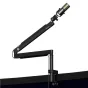 Ulanzi ZJ05 dual-arm microphone stand with adjustable height, black desk clamp mount, 360-degree rotation for podcasting and streaming setups