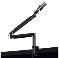 Ulanzi ZJ05 dual-arm microphone stand with adjustable height, black desk clamp mount, 360-degree rotation for podcasting and streaming setupsUlanzi ZJ05 dual-arm microphone stand with adjustable height, black desk clamp mount, 360-degree rotation for podcasting and streaming setups