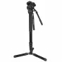 Varizoom CHICKENFOOTHEAD-AL monopod with fluid video head, fully extended aluminum 4-stage monopod featuring fold-down tripod feet for stable video shooting