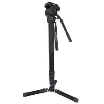 Varizoom CHICKENFOOTHEAD-AL monopod with fluid video head, fully extended aluminum 4-stage monopod featuring fold-down tripod feet for stable video shooting