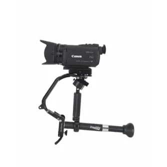 VariZoom Stealthy camera stabilizer in handheld mode with a camera attached, designed for mobile shooting and versatile applications