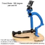 VariZoom StealthyGo stabilizators tripoda režīmā ar 360 grādu pan un tilt, atbalstot GoPro vai mobilo telefonu līdz 1,1 kg, ar vieglu alumīnija un kompozītmateriālu konstrukciju.