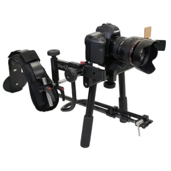 Плечевой риг Varizoom VZ-ZGRIG с амортизирующим подвесом и установленной DSLR камерой Canon, регулируемый для плавной видеосъемки