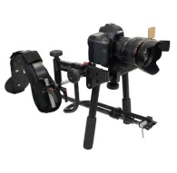 Varizoom VZ-ZGRIG DSLR shoulder rig with shock-absorbing pod and attached Canon DSLR camera, adjustable for smooth video shootingVarizoom VZ-ZGRIG DSLR shoulder rig with shock-absorbing pod and attached Canon DSLR camera, adjustable for smooth video shooting