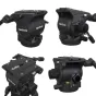 Varizoom VZCINETRACMASTER professional dolly kit with fluid head FH100, TC-100A tripod, and flexible track system shown from multiple angles for smooth camera movements