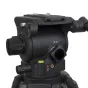 VariZoom VZFH100 fluid tripod head with adjustable pan and tilt knobs, half-ball mount, and telescoping handle for smooth camera movement up to 10 kg