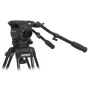 VariZoom VZFH100 profesionālā 100mm šķidrā stativgalva ar izstieptu teleskopisko pan rīku, regulējamiem vilkšanas pogām un puslodes stiprinājumu kamerām līdz 10 kg