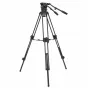 VariZoom VZFH100 professional 100mm fluid tripod head with adjustable pan and tilt knobs, telescoping handle, and half-ball mount for cameras up to 10 kg
