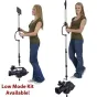 Varizoom VZFPC FlowPod stabilizer with camera in low-mode and monopod mode, featuring ergonomic design and included carrying bag.