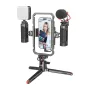 Комплект SmallRig 3384D для мобильной видеосъемки с универсальной клеткой, светодиодной панелью с двумя источниками света, направленным шотган-микрофоном и прочным металлическим штативом для профессиональной съемки на смартфон