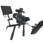 VariZoom VZMICRO-ARM-K magic arm with professional camera and monitor setup, showcasing articulated design and 6 lbs load capacity