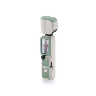 Tilta Celadon White silicone body cover for DJI Osmo Pocket 4 featuring anti-slip grip texture and screen protection