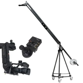 Кран-журавль Varizoom VZQJ2K-CPJ с удалённой головкой CinemaPro Jr и джойстиковым пультом для плавного движения камеры в профессиональном кино