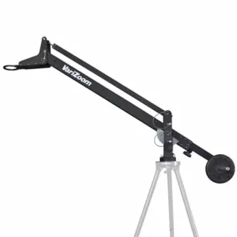 Varizoom VZQuickJIB camera jib arm with telescopic tail and tool-free clamp for smooth cinematic shots on a 100mm tripod