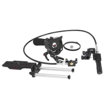 Varizoom VZSPROEX-R professional remote control kit for zoom and focus, compatible with Sony cameras, featuring RockEX-R controller, FCU Cable Drive focus unit, clamp mount, and DVRods for accessory mounting.