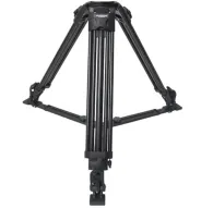 Varizoom VZT100A aluminum video tripod with 100mm bowl and floor spreader – top-down view of fully extended legs for camera stability up to 15 lbsVarizoom VZT100A aluminum video tripod with 100mm bowl and floor spreader – top-down view of fully extended legs for camera stability up to 15 lbs