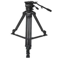 VariZoom VZTK100A professional video tripod with FH100 fluid head, floor-spreader base, and telescoping pan handle for smooth camera movement up to 15 lbs.VariZoom VZTK100A professional video tripod with FH100 fluid head, floor-spreader base, and telescoping pan handle for smooth camera movement up to 15 lbs.