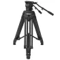 VariZoom VZTKC100C oglekļa šķiedras video statīvs ar 100mm šķidro galvu un teleskopisku pan rīku profesionālām kamerām līdz 10 kg