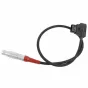 VariZoom VZTOC-PWR-D/4 barošanas kabelis ar 4-pin Lemo un D-Tap savienotājiem, ar saritinātu dizainu un izturīgu melnu apvalku ar sarkaniem un sudraba akcentiem vieglai identificēšanai.