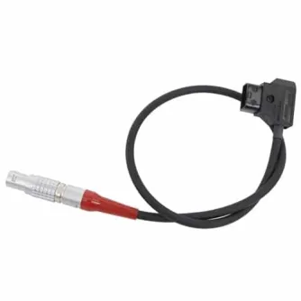 VariZoom VZTOC-PWR-D/4 barošanas kabelis ar 4-pin Lemo un D-Tap savienotājiem, ar saritinātu dizainu un izturīgu melnu apvalku ar sarkaniem un sudraba akcentiem vieglai identificēšanai.