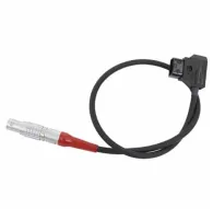 VariZoom VZTOC-PWR-D/4 power cable with 4-pin Lemo and D-Tap connectors, featuring a coiled design and durable black sheath with red and silver accents for easy identification.VariZoom VZTOC-PWR-D/4 power cable with 4-pin Lemo and D-Tap connectors, featuring a coiled design and durable black sheath with red and silver accents for easy identification.