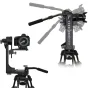 VariZoom VZZGFB Zero Gravity Pan Tilt Head with camera mounted, showcasing 360-degree fluid panning and tilting for professional video equipment up to 15 lbs