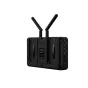 Vaxis Atom A5 wireless HDMI monitor rear view featuring dual antennas, dual HDMI ports, and a removable battery pack for 1080p60 video transmission