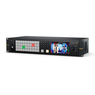 Панель управления Blackmagic Design ATEM Monitoring Rack Panel 40 с 40 кнопками, 5-дюймовым LCD-экраном для отображения видео в реальном времени и фронтальным разъемом для talkback в системах видеопереключения и мониторинга