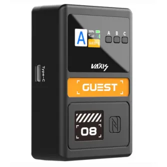 Vaxis Litecomm V1 Guest Controller wireless intercom device with 100% battery, NFC pairing, USB-C charging, and 3.5mm audio jack for seamless team communication