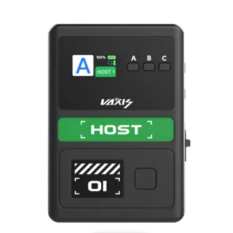 Vaxis Litecomm V1 Host Controller вид спереди с активным дисплеем, символом NFC-паринга и подсветкой режима хоста