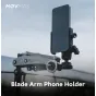 MOVMAX Blade Arm Phone Holder with 1/4-20 ball head clamp for secure smartphone mounting, featuring silicone padding for scratch protection, ideal for in-car vlogging.