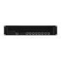 Blackmagic Design StudioBridge 10G PWR rear view featuring 8x 10G Ethernet ports for SMPTE-2110 video and audio connectivity to 100G systems