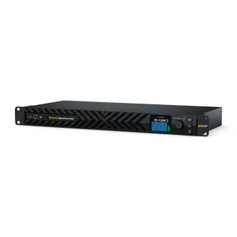 Blackmagic Design UpDownCross 100G 8-channel video format converter featuring a front LCD display and active video monitoring