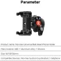Vaxis Movmax Universal Ball Head Phone Holder featuring a spring-loaded clamp with silicone grip, central locking knob for adjustments, and a 1/4-20 threaded base with two additional female threads, highlighted against a plain w