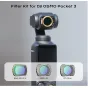 Vaxis Movmax magnetic filter kit for DJI OSMO Pocket 3 featuring VND2-32, CPL, and Black Mist 1/4 filters displayed on the lens and in packaging