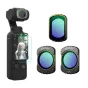 MOVMAX magnetic filter kit for DJI Osmo Pocket 3 featuring VND2-32, CPL, and Black Mist filters, displayed with the camera and individual filter views